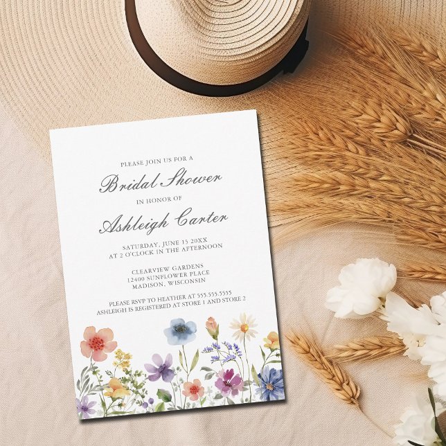 Invitation Elegant Watercolor Wildflower Spring Bridal Shower (Créateur téléchargé)