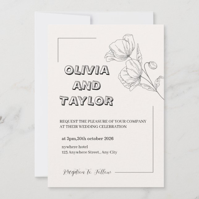 Invitation Elegant Wedding Design (Devant)