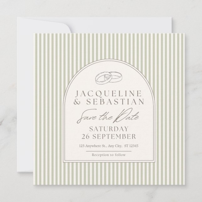 Invitation Elegant Wedding Save the Date Card Design (Devant)