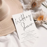 Invitation Élégant Wedding shower noir blanc de script<br><div class="desc">Élégant Script Wedding shower noir blanc. Ce design moderne a mis en place un script élégant pour le Wedding shower en haut et facilement personnaliser avec vos détails en dessous. Affiché en noir et blanc classique, mais vous pouvez également modifier le texte et les couleurs arrière - plans de chaque...</div>