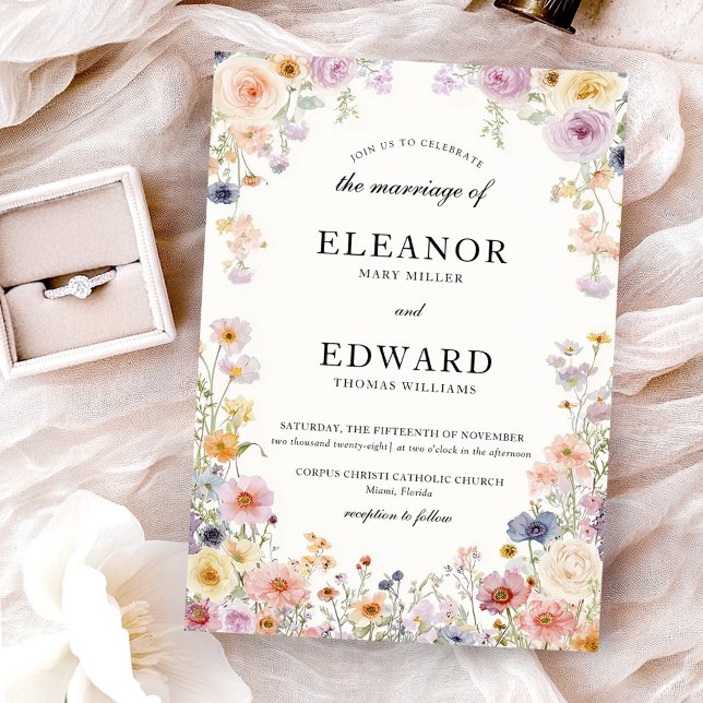 Invitation Elegant Wedding Wildflowers Meadow (Créateur téléchargé)