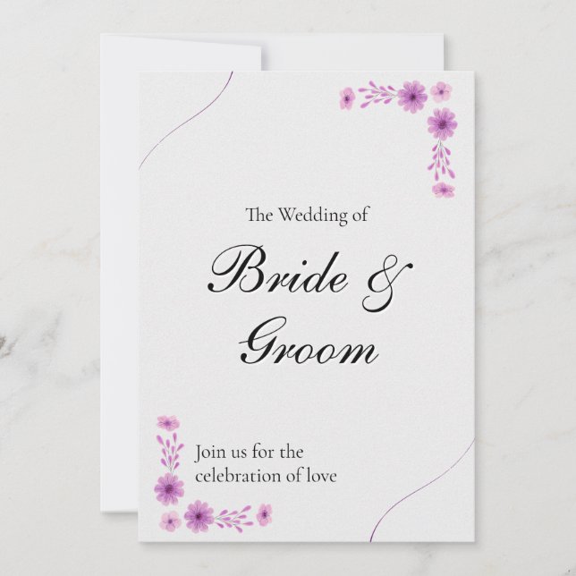 Invitation Elegant Wedding  with Timeline & QR Code (Devant)