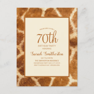 Invitation Elégant Whimsical Giraffe Imprimer 70e anniversair