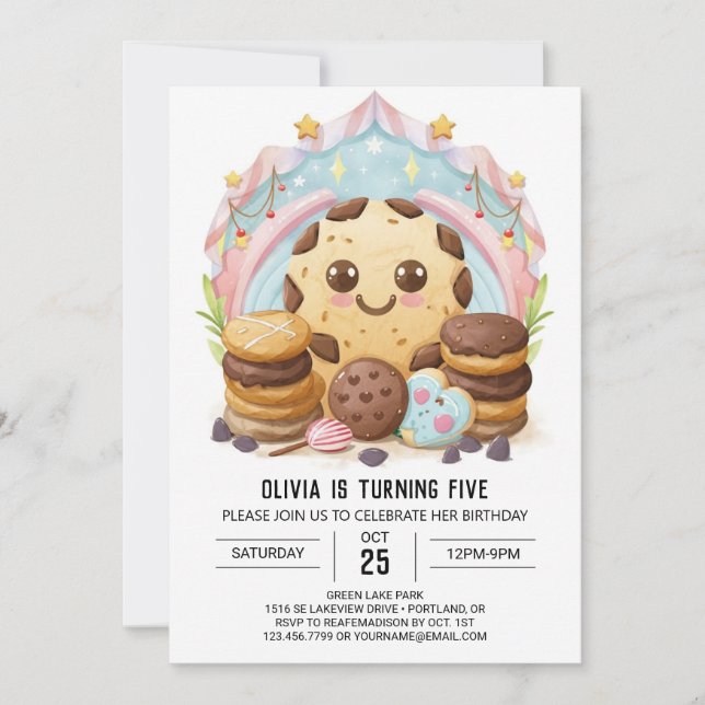 Invitation Elégant Whimsical Happy Cookies Anniversaire (Devant)