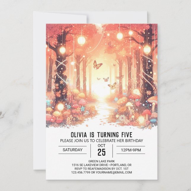 Invitation Élégant Whimsical Woodland Digital Anniversaire (Devant)