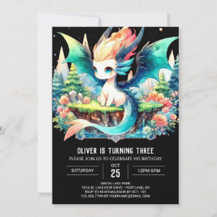 Invitation Elégant Whimsy Dragon Anniversaire