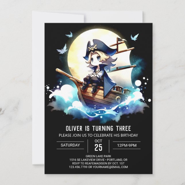Invitation Elégant Whimsy Pirate Anniversaire (Devant)