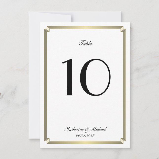 Invitation Elegant White Art Deco Wedding Table Number (Devant)