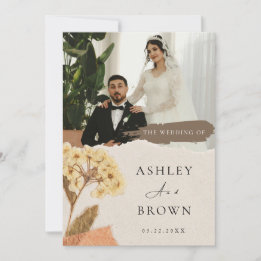 Invitation Elegant White Cream Modern Photo Wedding 