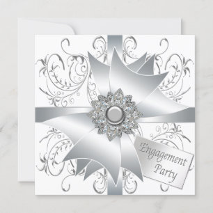 Invitation Élégant White Engagement Party