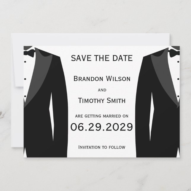 Invitation Elegant White Gay Wedding Save The Date Cards (Dos)