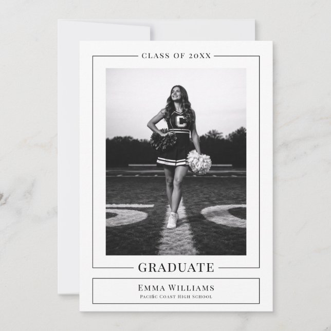 Invitation Elegant White Graduate Announcement (Devant)