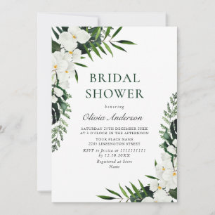 Invitation Elegant White Orchids Bohemian BRIDAL SHOWER 