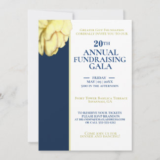 Invitation Elégant White & Royal Blue Charity Event Gala
