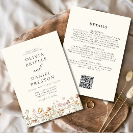 Invitation Elegant Wildflower All in One QR Code Wedding