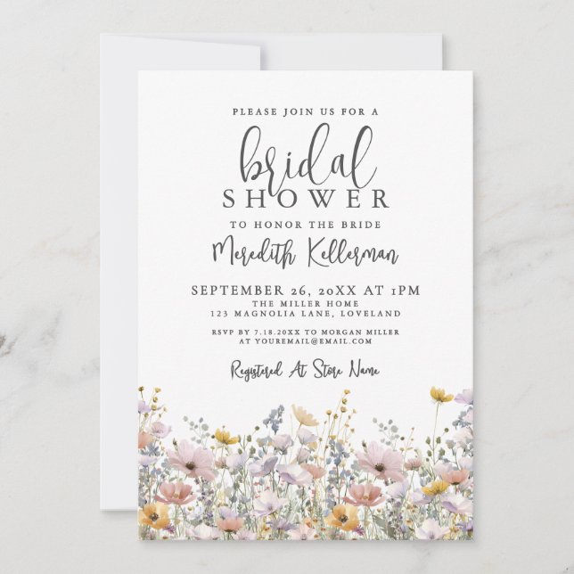 Invitation Elegant Wildflower Bridal Shower (Devant)