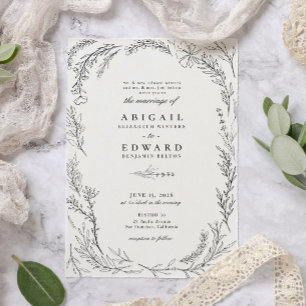 Invitation Elegant Wildflower Frame Illustration Wedding