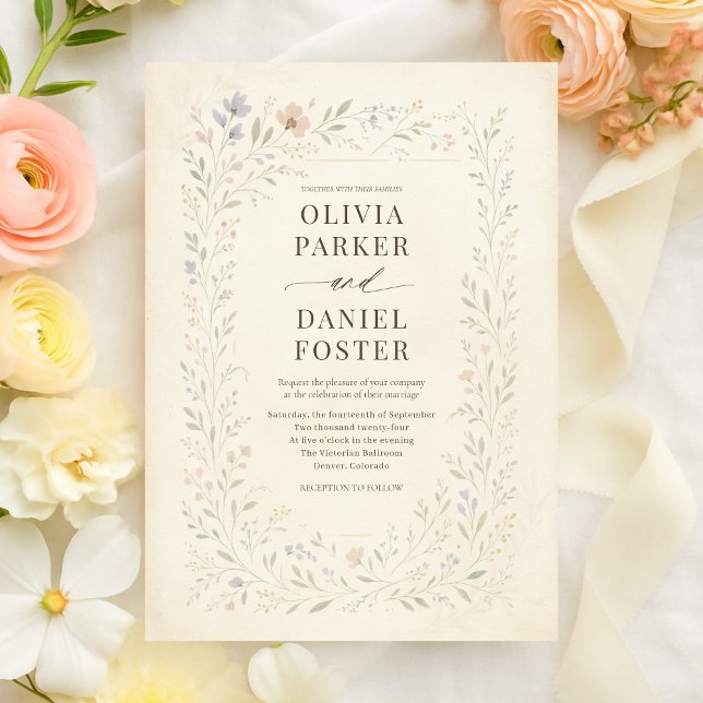 Invitation Elegant Wildflower Garden Floral Botanical Wedding (Créateur téléchargé)