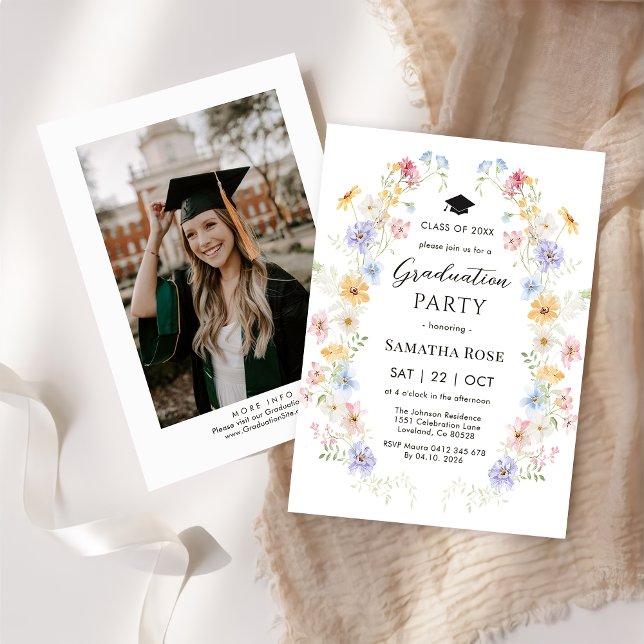 Invitation Elegant Wildflower Garden Graduation Party (Créateur téléchargé)