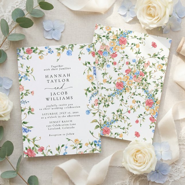 Invitation Elegant Wildflower Meadow Wedding (Créateur téléchargé)
