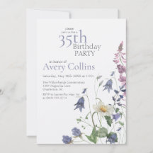 Elegant Wildflower Watercolor Floral 35th Birthday