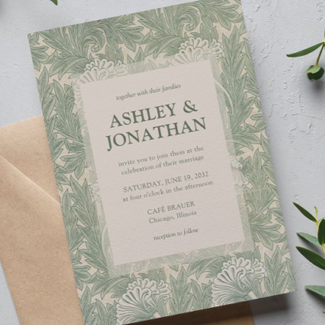 Invitation Élégant William Morris Tulip Motif Mariage (Créateur téléchargé)