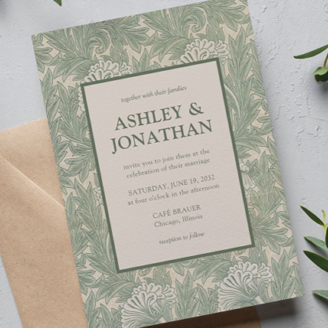 Invitation Élégant William Morris Tulip Motif Mariage (Créateur téléchargé)