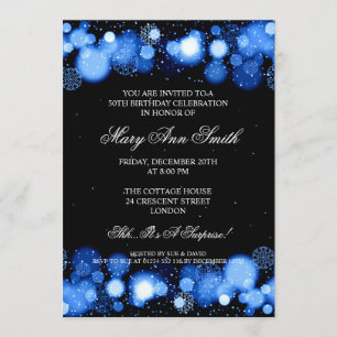 Invitation Elégant Winter 50e Birthday Party Blue
