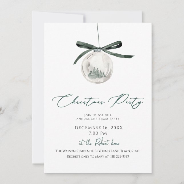 Invitation Elegant Winter Christmas Ornament  (Devant)