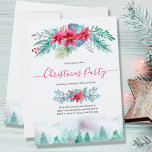 Invitation Elegant Winter Forest<br><div class="desc">Elegant Christmas Party with watercolor design. The Invite feobjets forest pine trees,  chic typographiy and a winter floral garland with poinsettia,  foliage,  berries,  pine cone and greenery All of the wording is fully editable. Please browse my store for coordinating home decor and toxits.</div>