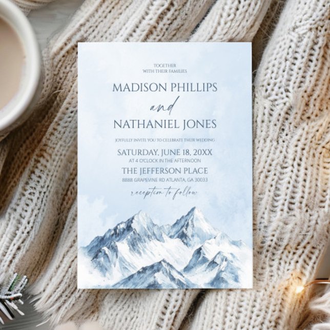 Invitation Elegant Winter Snowy Mountain Landscape Wedding (Créateur téléchargé)