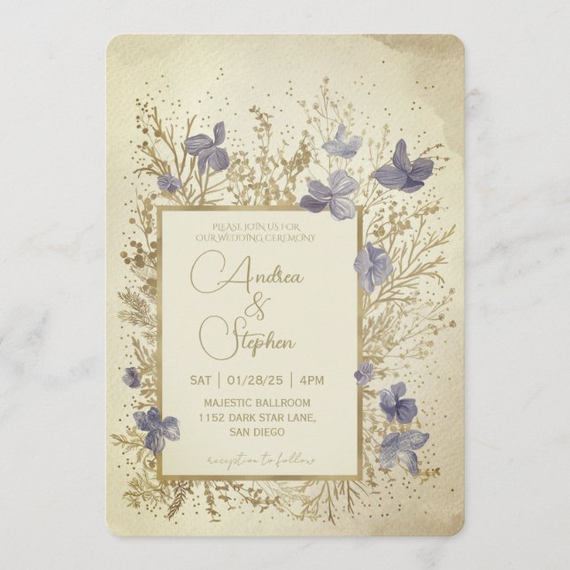 Invitation Elegant Wintry Foliage Winter Wedding (Devant)