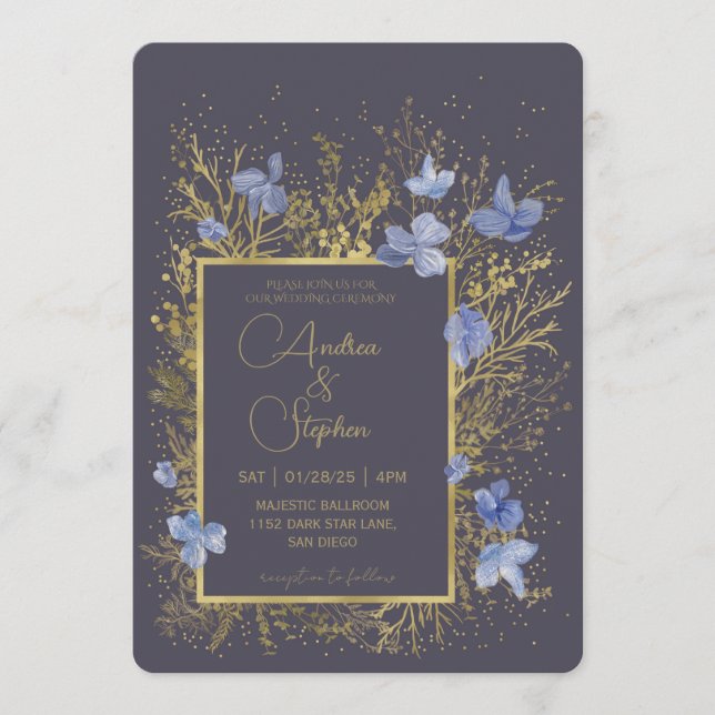 Invitation Elegant Wintry Foliage Winter Wedding (Devant)