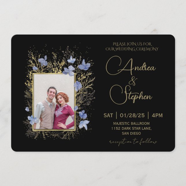Invitation Elegant Wintry Foliage Winter Wedding (Devant)