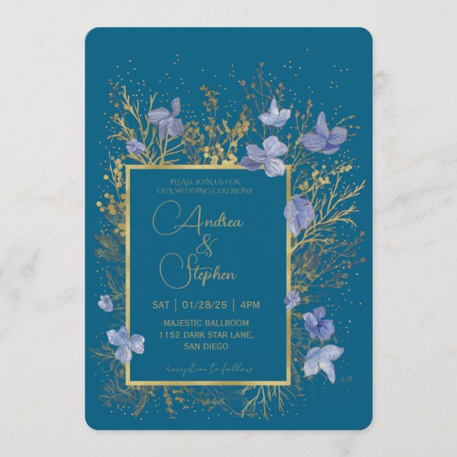 Invitation Elegant Wintry Foliage Winter Wedding (Devant)