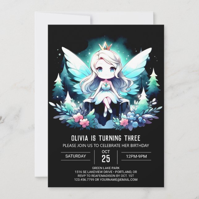 Invitation Elegant Woods Fairy Anniversaire (Devant)