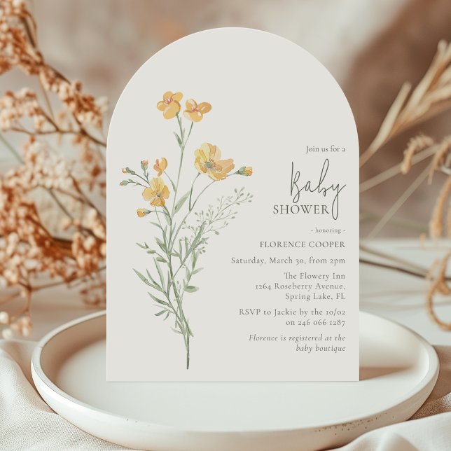 Invitation Elegant Yellow Floral Baby Shower (Créateur téléchargé)