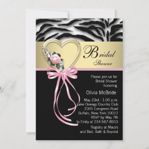 Invitation Élégant Zèbre Rose Baby Shower pour Mariée