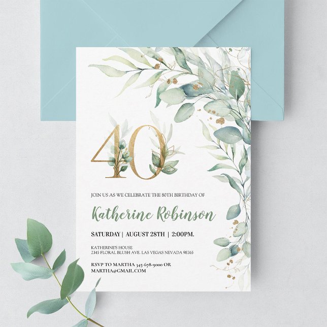 Invitation élégante 40 ans en or rose (Créateur téléchargé)