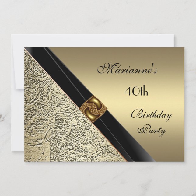 Invitation Élégante 40e Anniversaire Métal Bronze (Devant)