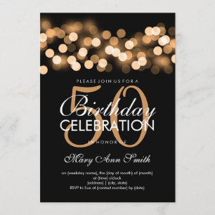 Invitation Élégante 50e Anniversaire Gold Hollywood Glam