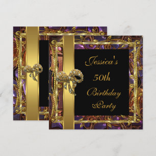 Invitation élégante 50e anniversaire Ornate Gold B