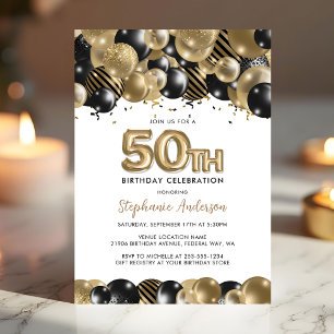 Invitation élégante 50e anniversaire paillettes or