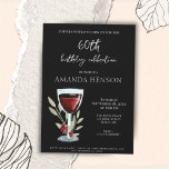 Invitation Élégante 60e anniversaire Red Wine Surprise Party<br><div class="desc">Elégant Black 60e Anniversaire Verre Rouge Surprise Anniversaire Invitation de fête. 60e anniversaire invitation pour elle ou lui. Invitation avec un verre de vin rouge, roses et brindilles sur un arrière - plan noir. Le texte est entièrement personnalisable - personnalisez-le avec votre nom, n'importe quel âge - 30ème 40ème 50ème...</div>