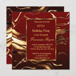 Invitation Élégante 60e fête d'anniversaire Gold Burgundy