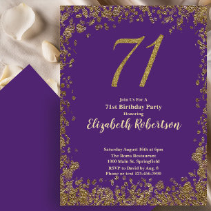 Invitation élégante 71ème anniversaire violet or 