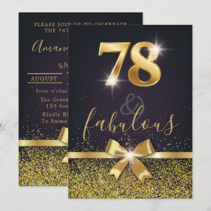 Invitation Élégante 78 et fabuleuse Parties scintillant d'or