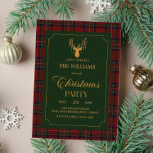 Invitation élégante à carreaux pour fête de Noël