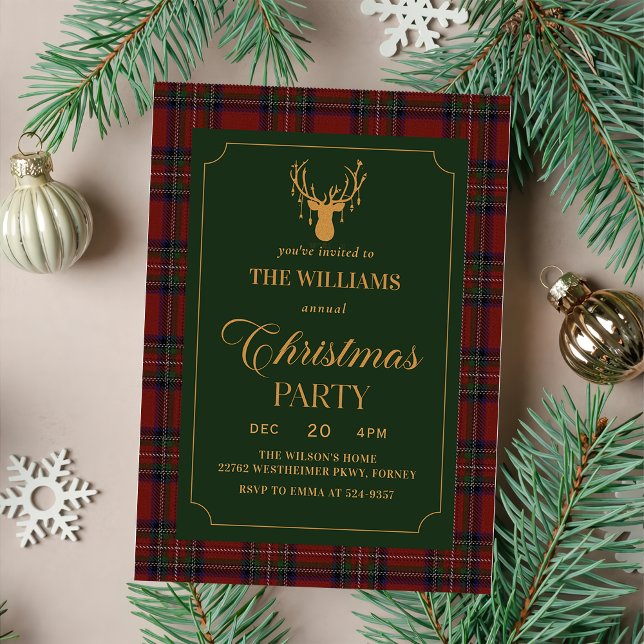 Invitation élégante à carreaux pour fête de Noël (Créateur téléchargé)