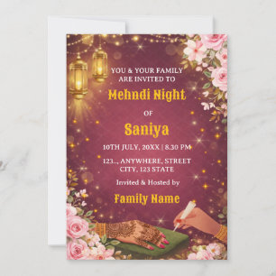 Invitation élégante à la cérémonie de Mehndi de la